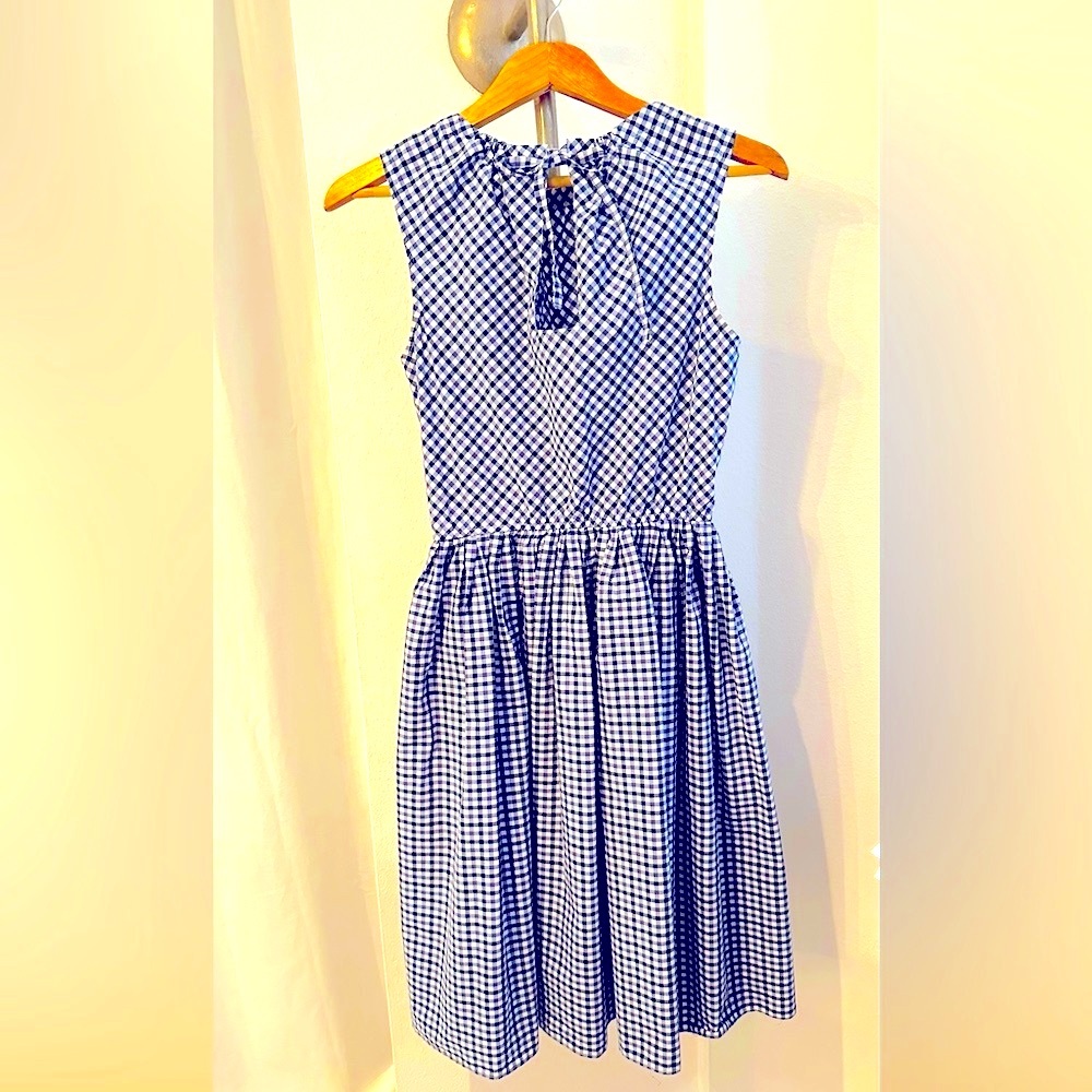 Cotton Gingham Checkered Dress garden party modest dress size S farm sleeveless